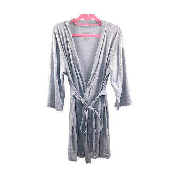 Laura Ashley Gray Polka Dot Lightweight Robe – Size Medium - Picture 2 of 5